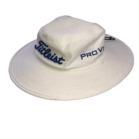 Golf TITLEIST Wide Brim Hat.White Blue.FJ PROV1.White with Blue Writing